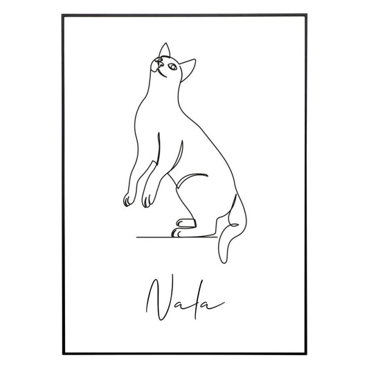 Katze Line Art - Personalisiertes Poster
