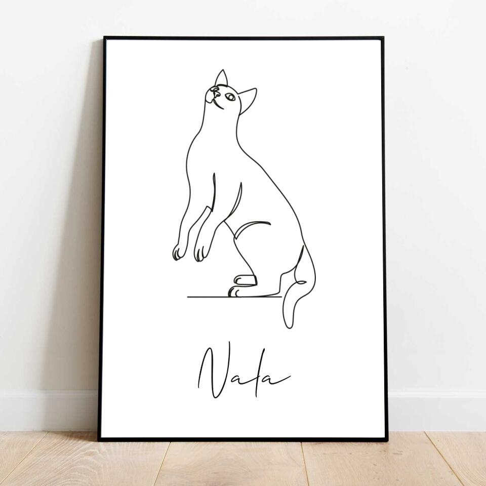 Katze Line Art - Personalisiertes Poster