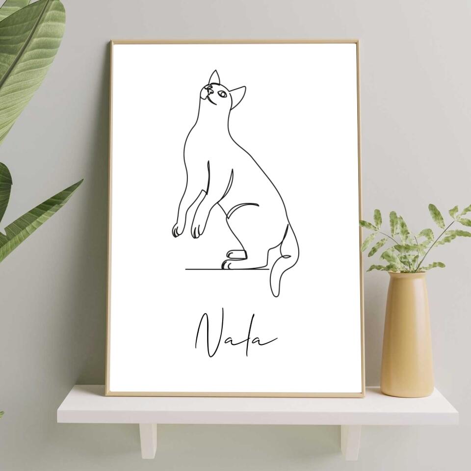 Katze Line Art - Personalisiertes Poster