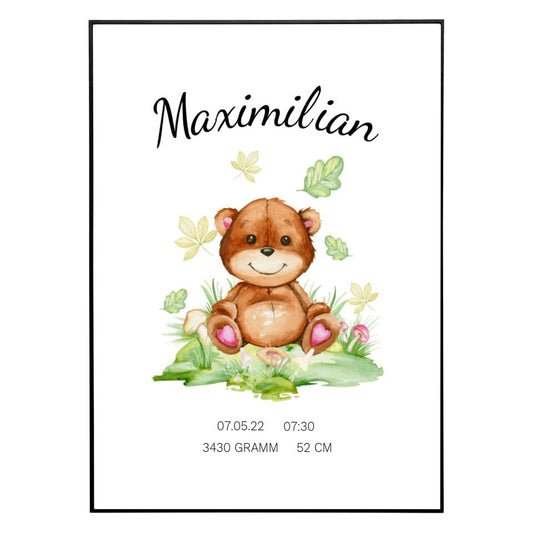 Geburt Teddybär - Personalisiertes Poster