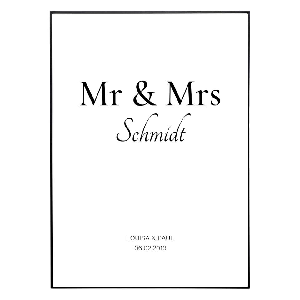 Mr & Mrs - Personalisiertes Poster