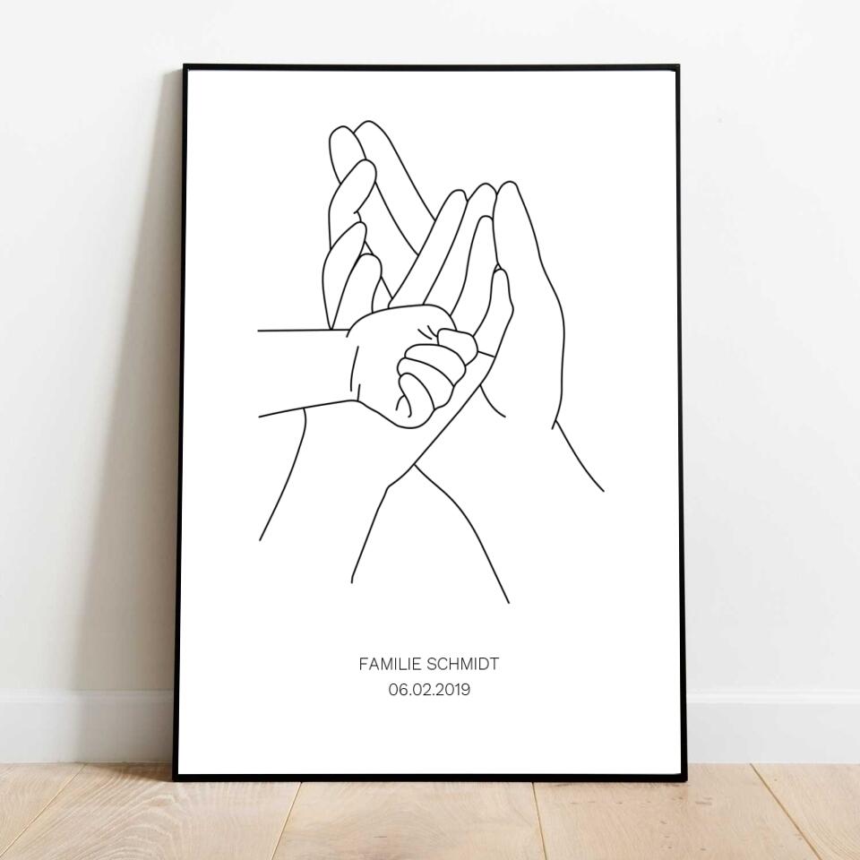 Familie Hände - Personalisiertes Poster