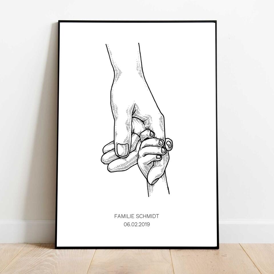 Hand in Hand Familie - Personalisiertes Poster