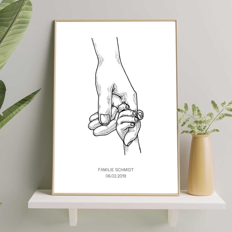 Hand in Hand Familie - Personalisiertes Poster