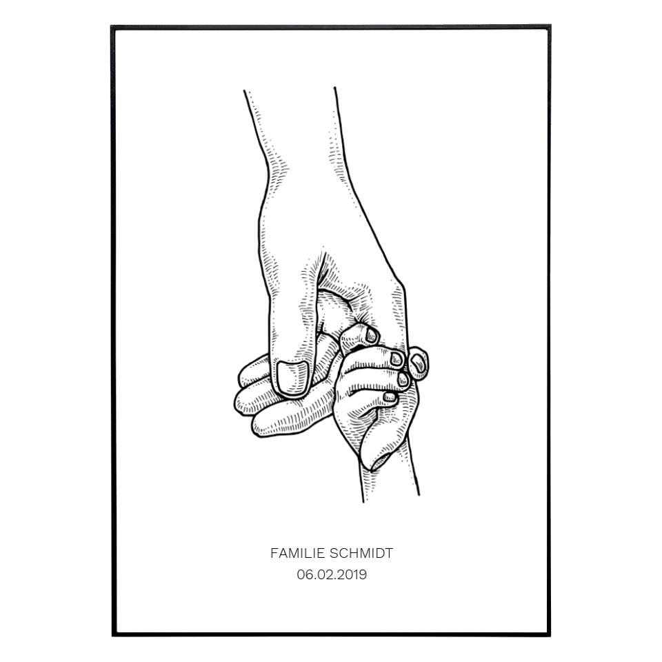 Hand in Hand Familie - Personalisiertes Poster
