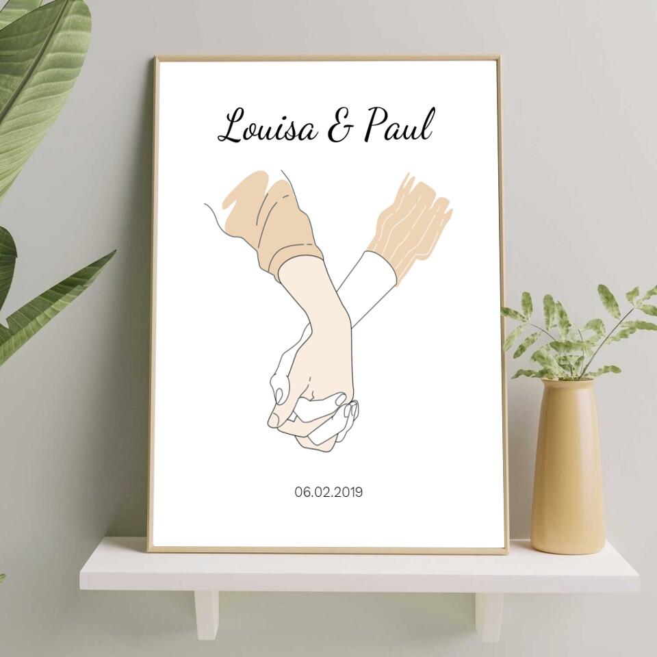 Hand in Hand Liebe - Personalisiertes Poster