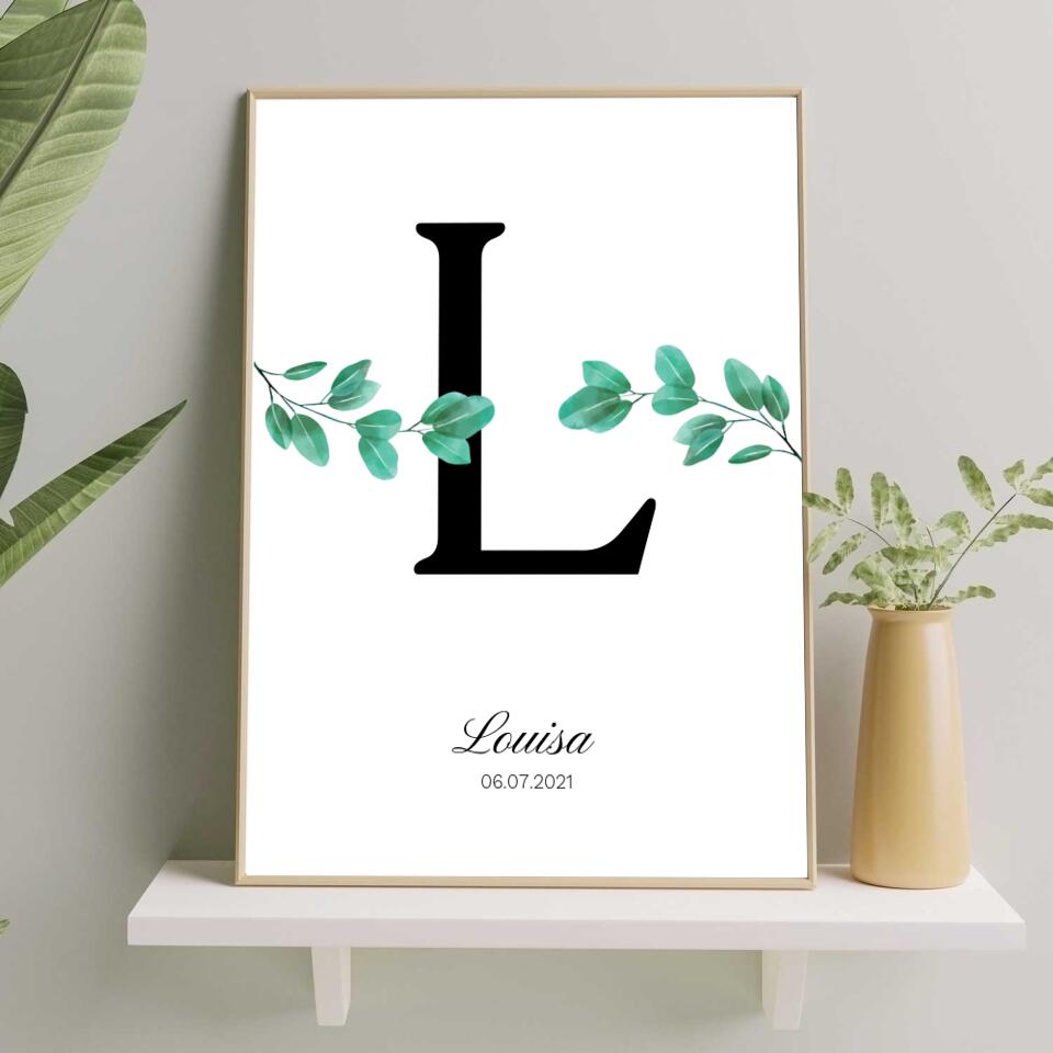 Geburt Buchstabe - Personalisiertes Poster