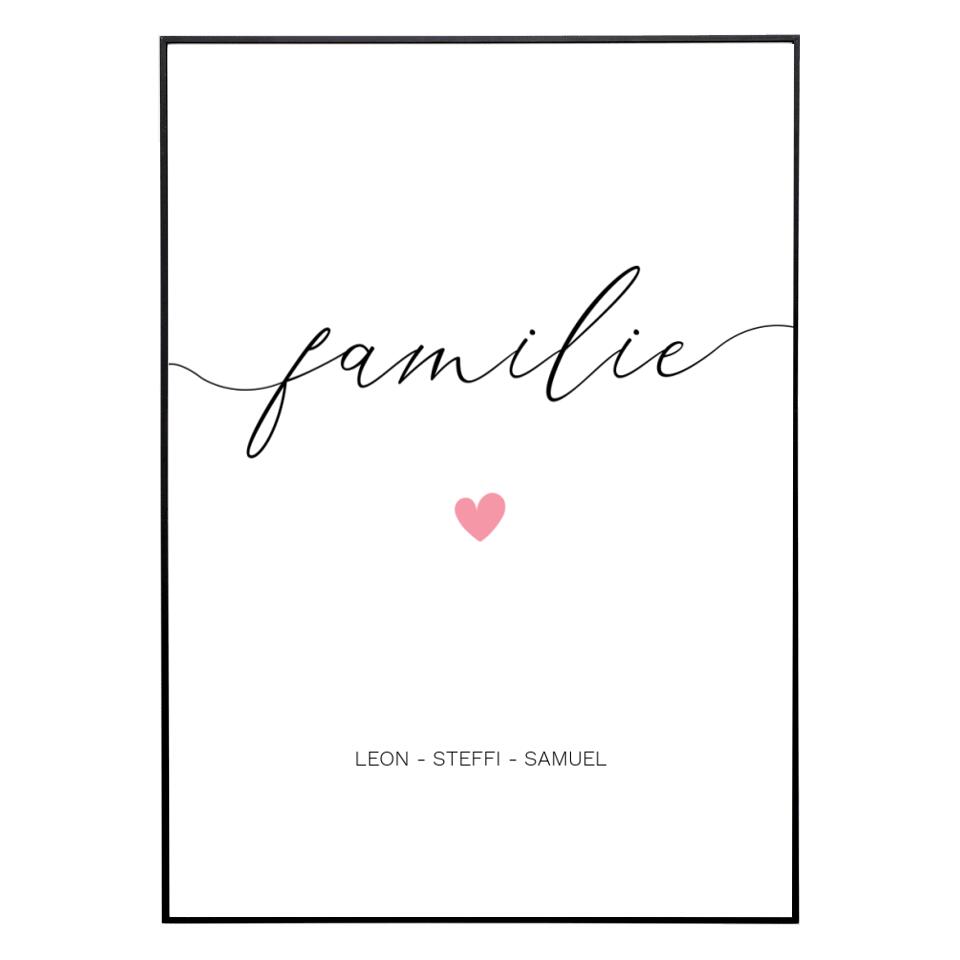 Familie Herz - Personalisiertes Poster