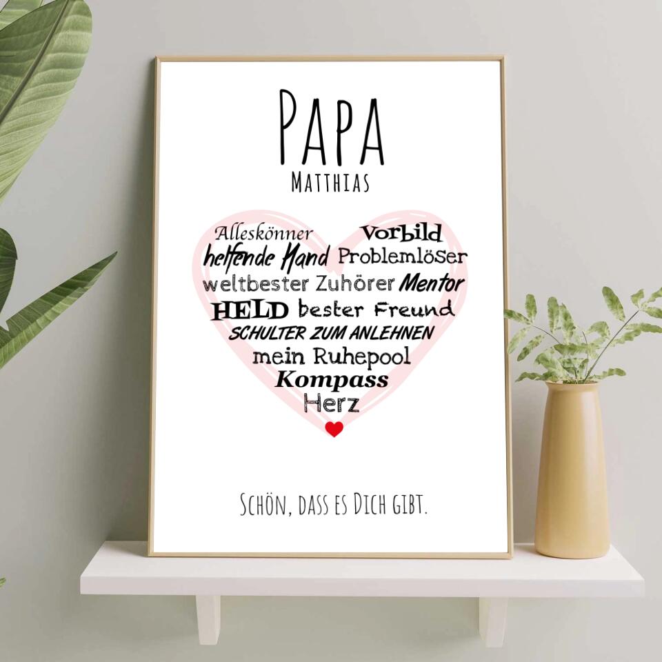 Papa Herz - Personalisiertes Poster