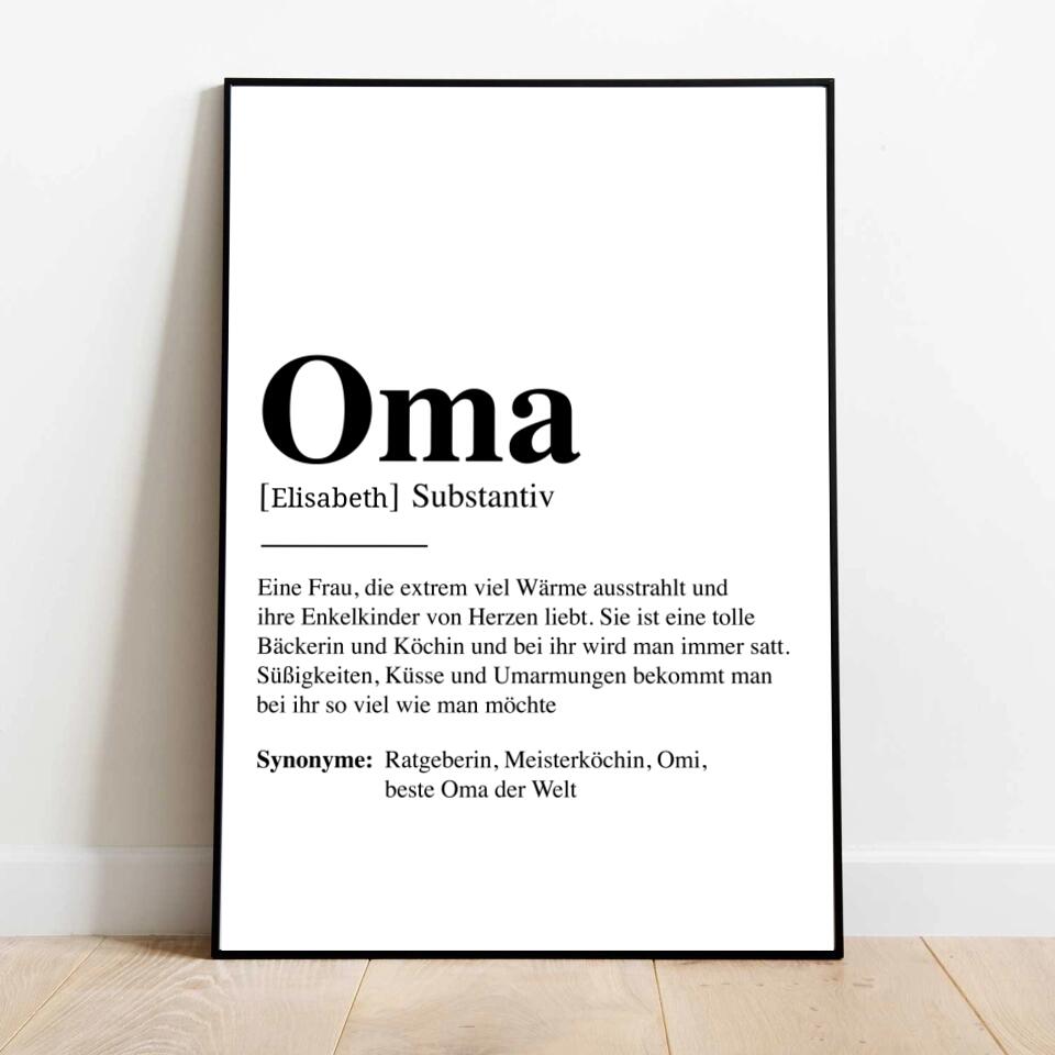 Oma Definition - Personalisiertes Poster