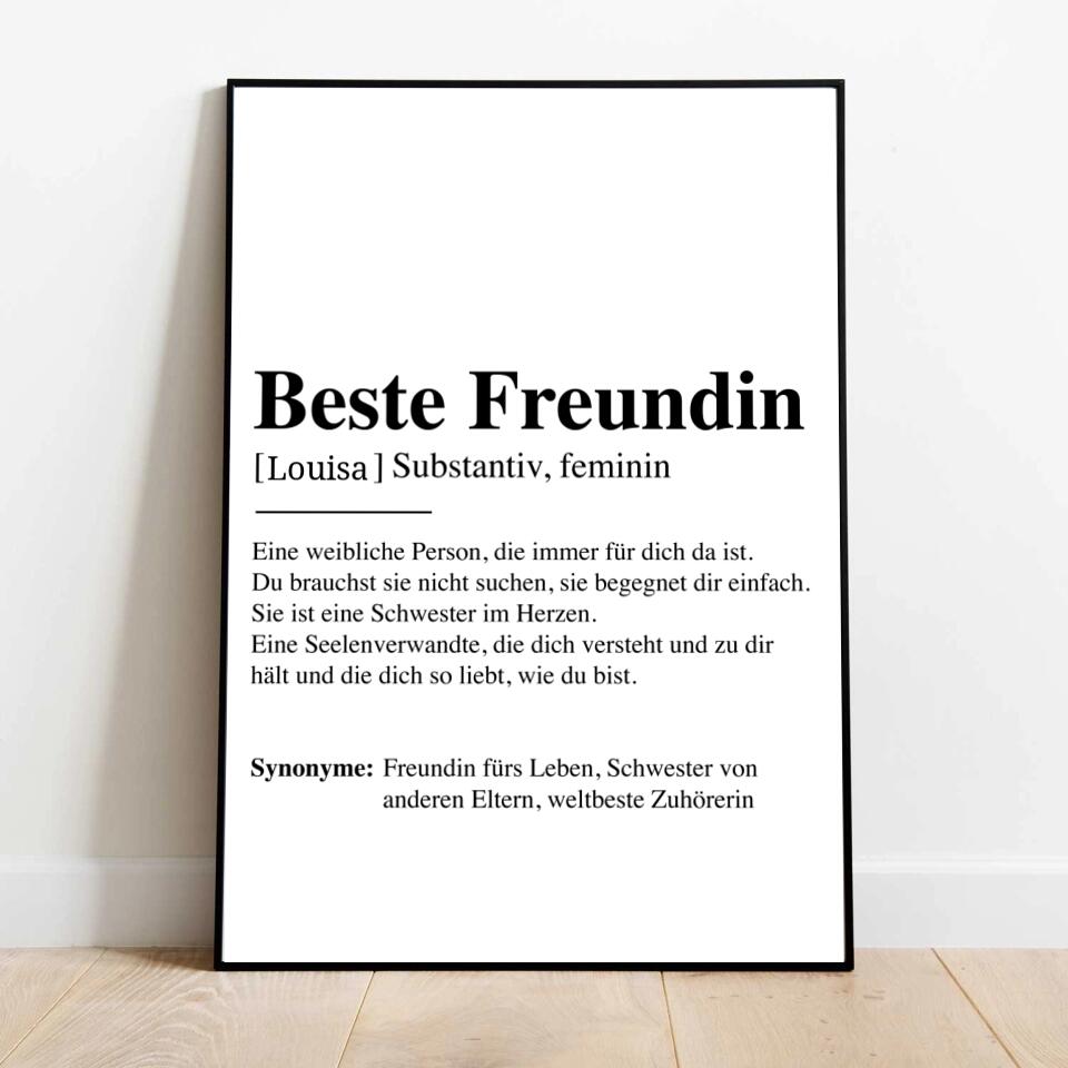 Beste Freundin - Personalisiertes Poster