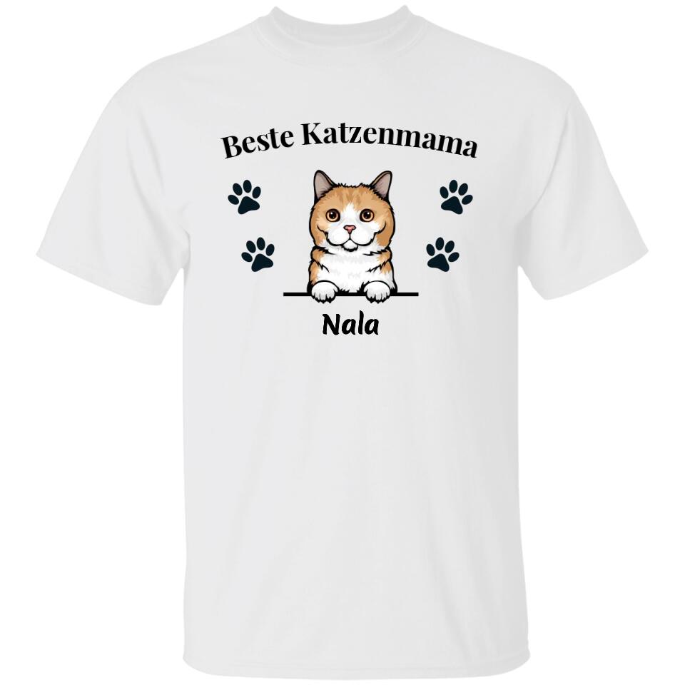 Beste Katzenmama - Personalisiertes T-Shirt