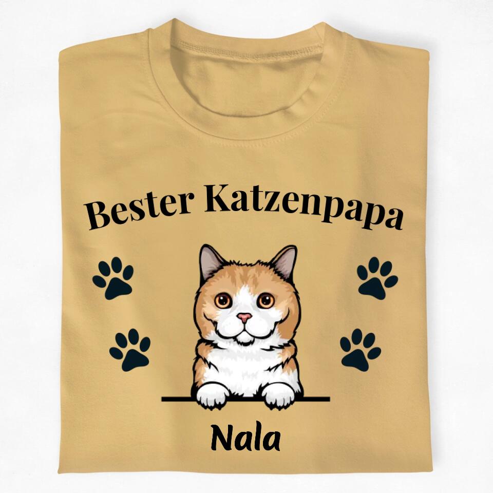 Bester Katzenpapa - Personalisiertes T-Shirt