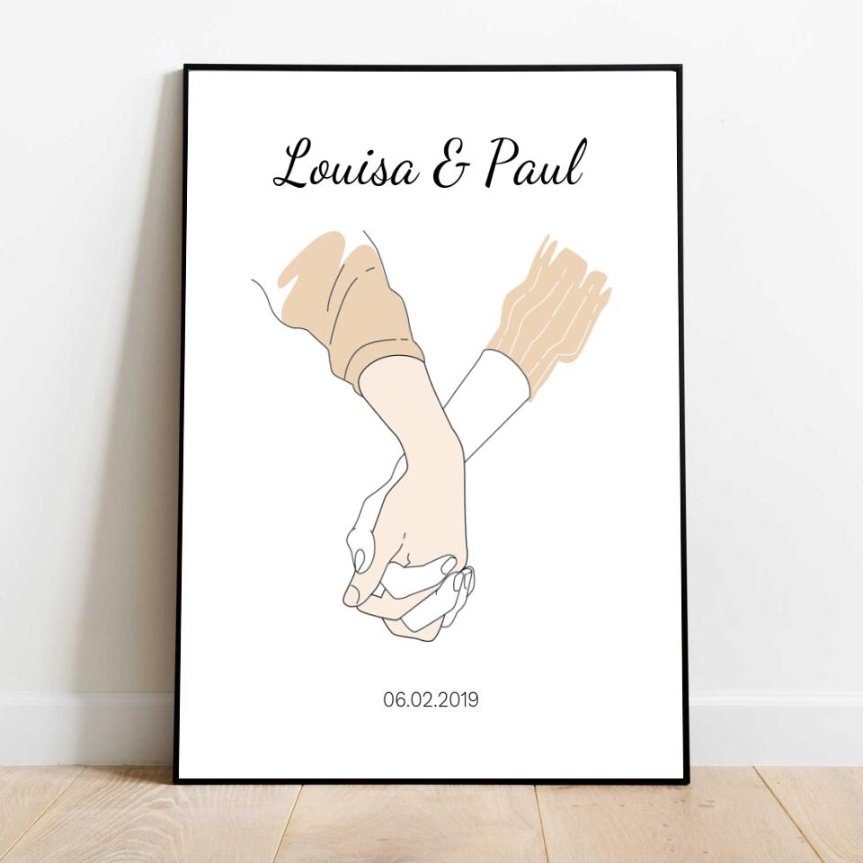 Hand in Hand Liebe - Personalisiertes Poster