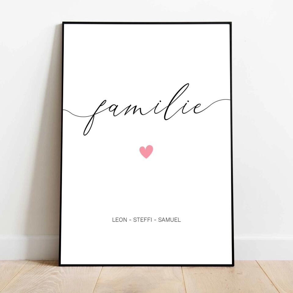 Familie Herz - Personalisiertes Poster