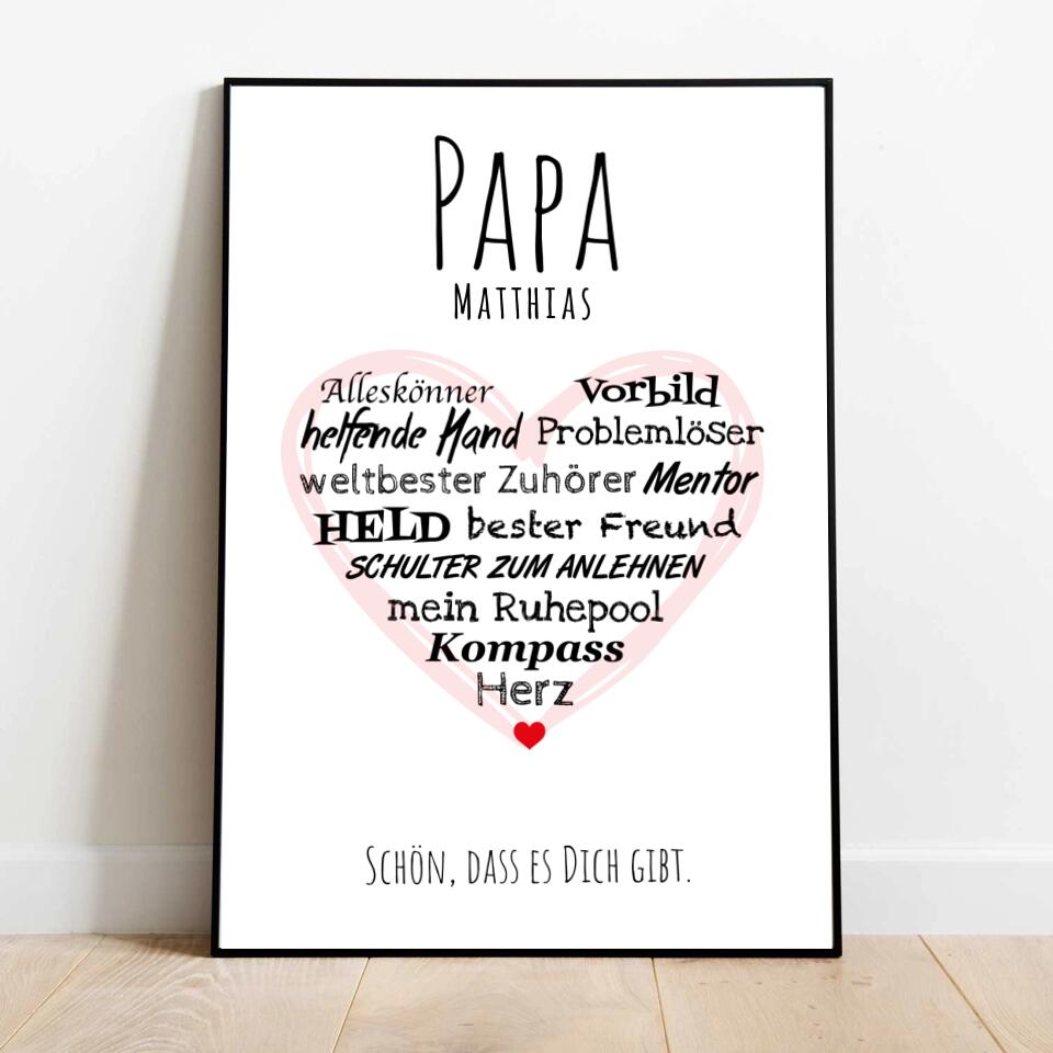 Papa Herz - Personalisiertes Poster