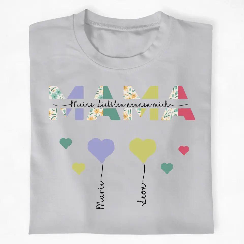 Mama Herzballons - Personalisiertes T-Shirt