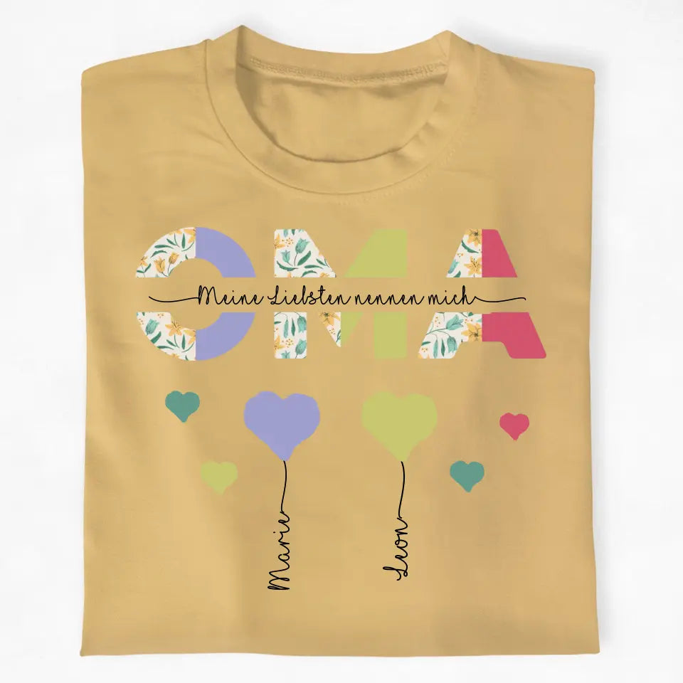 Oma Herzballons - Personalisiertes T-Shirt