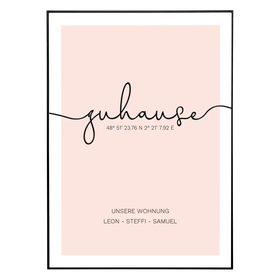 Zuhause "Koordinaten"- Personalisiertes Poster