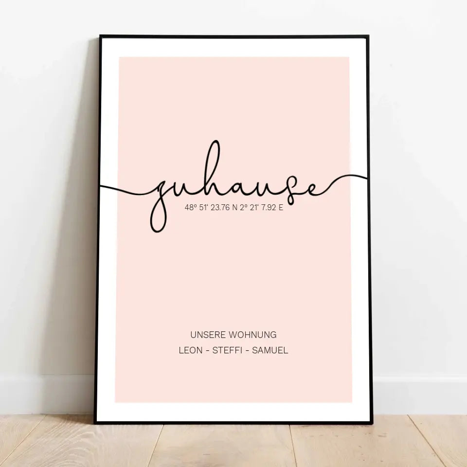 Zuhause "Koordinaten"- Personalisiertes Poster