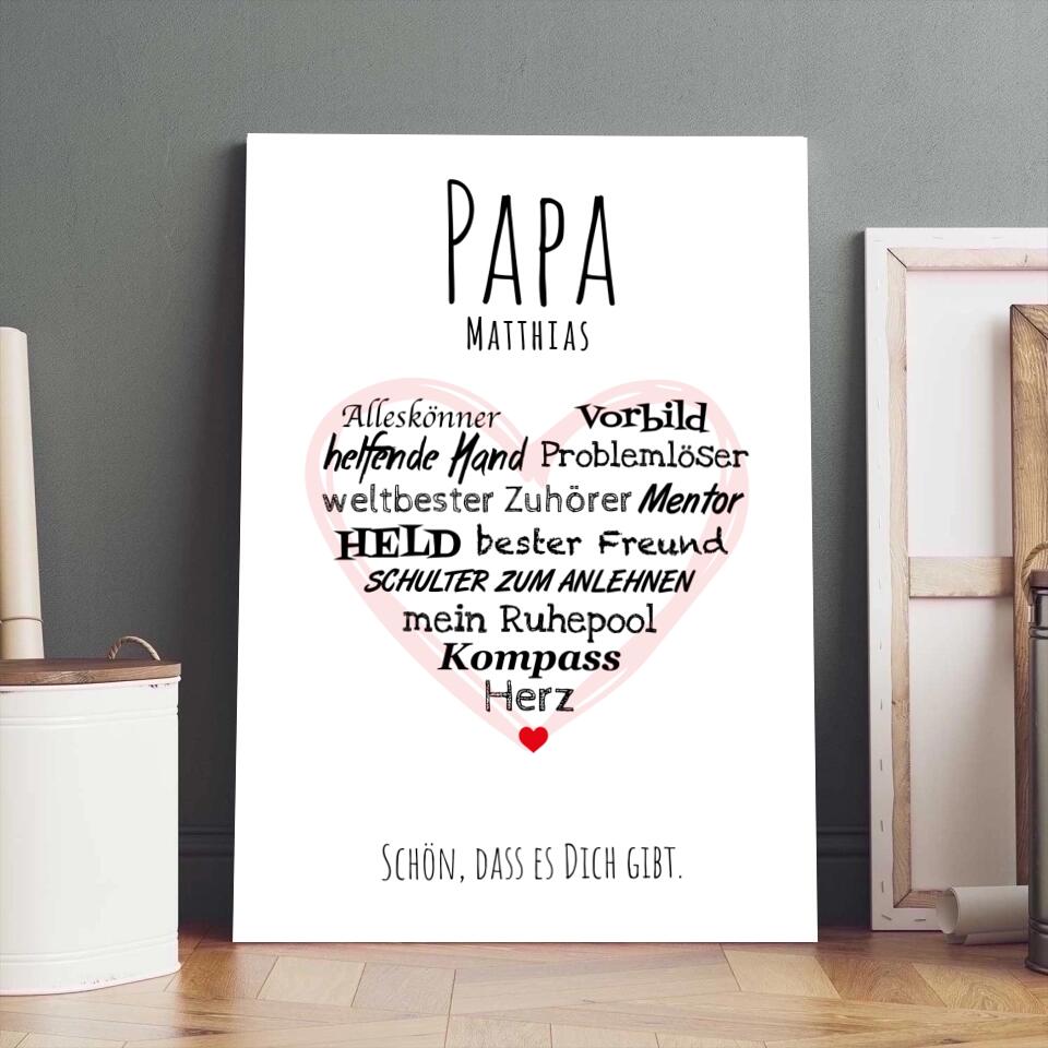 Papa Herz - Personalisierte Leinwand