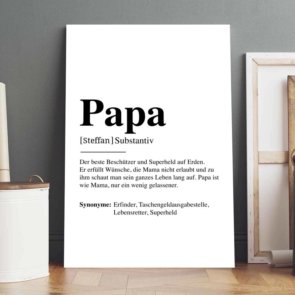 Papa Definition - Personalisierte Leinwand