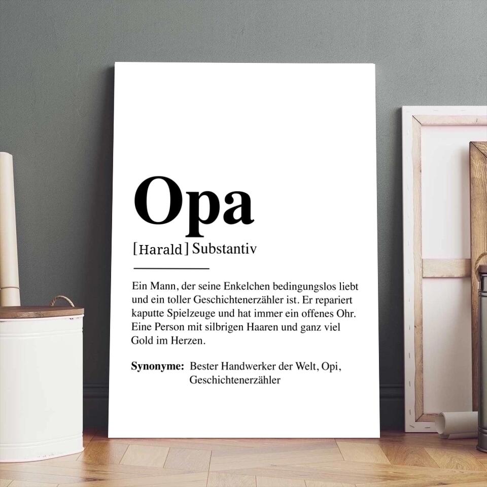 Opa Definition - Personalisierte Leinwand